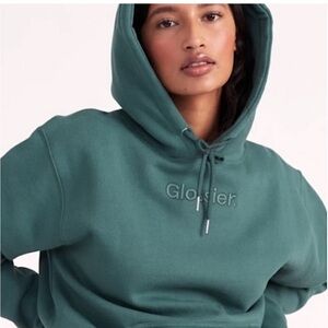 💚 GLOSSIER- Limited Edition Embroidered Sage Green Hoodie, NWOT